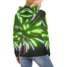 Load image into Gallery viewer, Fireworks Burst Green All Over Print Hoodie for Women (USA Size) (Model H13)
