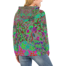 Load image into Gallery viewer, Holiday Paisley Aqua All Over Print Hoodie for Women (USA Size) (Model H13)