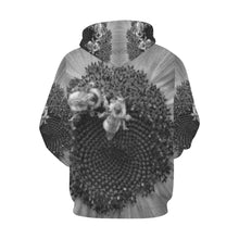 Load image into Gallery viewer, Busy Bee Sunflower Black and White All Over Print Hoodie for Women (USA Size) (Model H13)