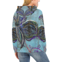 Load image into Gallery viewer, Graffiti Flower Blue All Over Print Hoodie (for Women)