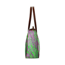 Load image into Gallery viewer, Marbled Abstract Green and Purple Classic Tote Bag (Model 1644)