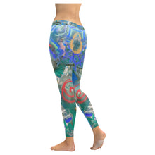 Load image into Gallery viewer, Graffiti Abstract Blue Low Rise Leggings (Invisible Stitch) (Model L05)