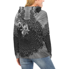 Load image into Gallery viewer, Busy Bee Sunflower Black and White All Over Print Hoodie for Women (USA Size) (Model H13)