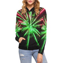 Load image into Gallery viewer, Fireworks Star Green All Over Print Hoodie for Women (USA Size) (Model H13)