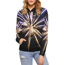 Load image into Gallery viewer, Fireworks Star Yellow All Over Print Hoodie for Women (USA Size) (Model H13)
