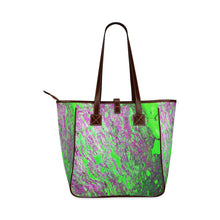 Load image into Gallery viewer, Marbled Abstract Green and Purple Classic Tote Bag (Model 1644)