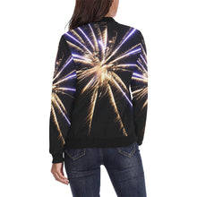 Load image into Gallery viewer, Fireworks Star Yellow All Over Print Bomber Jacket for Women (Model H36)