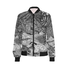 Load image into Gallery viewer, Pleasantly Paisley Black and White All Over Print Bomber Jacket for Women (Model H36)