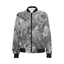 Load image into Gallery viewer, Graffiti Abstract Black and White All Over Print Bomber Jacket for Women (Model H36)