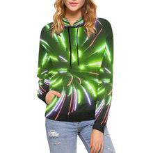 Load image into Gallery viewer, Fireworks Burst Green All Over Print Hoodie for Women (USA Size) (Model H13)