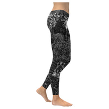 Load image into Gallery viewer, Dark Paisley Black and White Low Rise Leggings (Invisible Stitch) (Model L05)