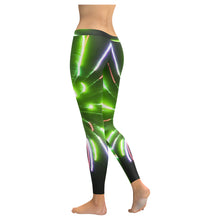 Load image into Gallery viewer, Fireworks Burst Green Low Rise Leggings (Invisible Stitch) (Model L05)