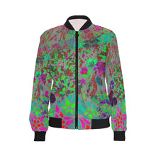 Load image into Gallery viewer, Holiday Paisley Aqua All Over Print Bomber Jacket for Women (Model H36)