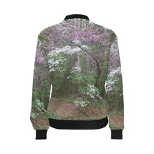 Load image into Gallery viewer, Arkansas Dogwood and Red Bud Flower All Over Print Bomber Jacket for Women (Model H36)