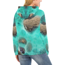 Load image into Gallery viewer, Puddle of Love Aqua All Over Print Hoodie for Women (USA Size) (Model H13)