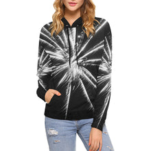 Load image into Gallery viewer, Fireworks Star Black and White All Over Print Hoodie for Women (USA Size) (Model H13)