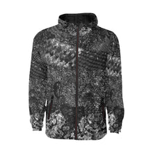 Load image into Gallery viewer, Dark Paisley Black and White All Over Print Quilted Windbreaker for Men (Model H35)