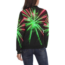 Load image into Gallery viewer, Fireworks Star Green All Over Print Bomber Jacket for Women (Model H36)