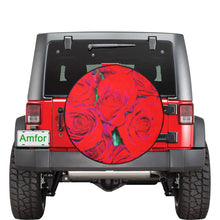 Load image into Gallery viewer, Rose Bouquet Flower Red 34 Inch Spare Tire Cover