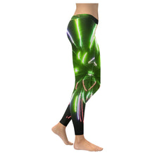 Load image into Gallery viewer, Fireworks Burst Green Low Rise Leggings (Invisible Stitch) (Model L05)