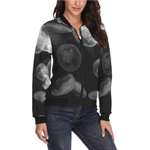 Load image into Gallery viewer, Jellyfish Black and White All Over Print Bomber Jacket for Women (Model H36)