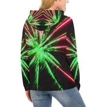 Load image into Gallery viewer, Fireworks Star Green All Over Print Hoodie for Women (USA Size) (Model H13)