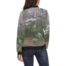 Load image into Gallery viewer, Arkansas Dogwood and Red Bud Flower All Over Print Bomber Jacket for Women (Model H36)
