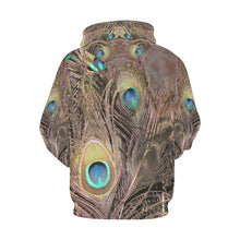 Load image into Gallery viewer, Peacock Feathers All Over Print Hoodie for Women (USA Size) (Model H13)