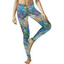 Load image into Gallery viewer, Graffiti Abstract Blue Low Rise Leggings (Invisible Stitch) (Model L05)