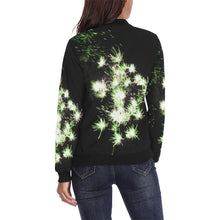 Load image into Gallery viewer, Fireworks Flower Green All Over Print Bomber Jacket for Women (Model H36)