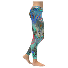 Load image into Gallery viewer, Graffiti Abstract Aqua Low Rise Leggings (Invisible Stitch) (Model L05)