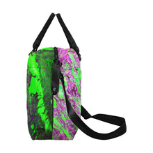 Load image into Gallery viewer, Marbled Abstract Green and Purple Large Capacity Duffle Bag (Model 1715)