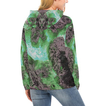 Load image into Gallery viewer, Molten Flames Green All Over Print Hoodie for Women (USA Size) (Model H13)