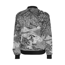 Load image into Gallery viewer, Pleasantly Paisley Black and White All Over Print Bomber Jacket for Women (Model H36)
