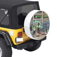 Load image into Gallery viewer, Blooming Boots Flower Blue 32 Inch Spare Tire Cover