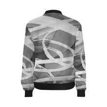 Load image into Gallery viewer, Abstract Circles Black and White All Over Print Bomber Jacket for Women (Model H36)