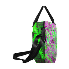 Load image into Gallery viewer, Marbled Abstract Green and Purple Large Capacity Duffle Bag (Model 1715)
