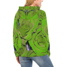 Load image into Gallery viewer, Rose Bouquet Flower Green All Over Print Hoodie for Women (USA Size) (Model H13)
