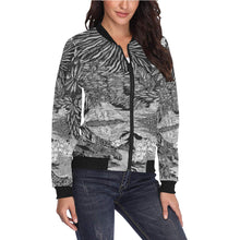 Load image into Gallery viewer, Pleasantly Paisley Black and White All Over Print Bomber Jacket for Women (Model H36)