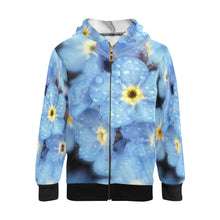 Load image into Gallery viewer, Forget Me Not Flower Kids' All Over Print Full Zip Hoodie (Model H39)