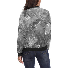 Load image into Gallery viewer, Graffiti Abstract Black and White All Over Print Bomber Jacket for Women (Model H36)