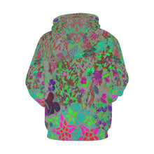 Load image into Gallery viewer, Holiday Paisley Aqua All Over Print Hoodie for Women (USA Size) (Model H13)