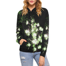 Load image into Gallery viewer, Fireworks Flower Green All Over Print Hoodie for Women (USA Size) (Model H13)