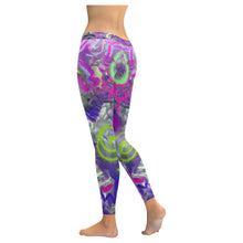 Load image into Gallery viewer, Graffiti Abstract Purple Low Rise Leggings (Invisible Stitch) (Model L05)