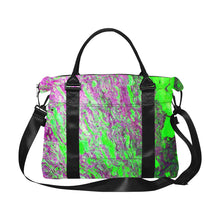 Load image into Gallery viewer, Marbled Abstract Green and Purple Large Capacity Duffle Bag (Model 1715)