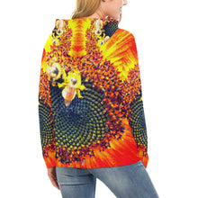 Load image into Gallery viewer, Busy Bee Sunflower Orange All Over Print Hoodie for Women (USA Size) (Model H13)