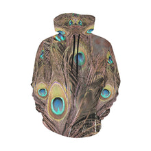Load image into Gallery viewer, Peacock Feathers All Over Print Hoodie for Women (USA Size) (Model H13)