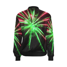 Load image into Gallery viewer, Fireworks Star Green All Over Print Bomber Jacket for Women (Model H36)
