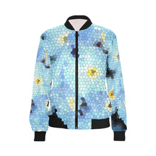Load image into Gallery viewer, Forget Me Not Flower Mosaic All Over Print Bomber Jacket for Women (Model H36)