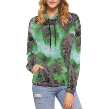 Load image into Gallery viewer, Molten Flames Green All Over Print Hoodie for Women (USA Size) (Model H13)